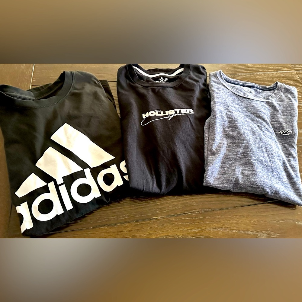 Men’s Lot of 3 Shirts Large - Like New Only Worn Once- Adidas & Hollister Brands